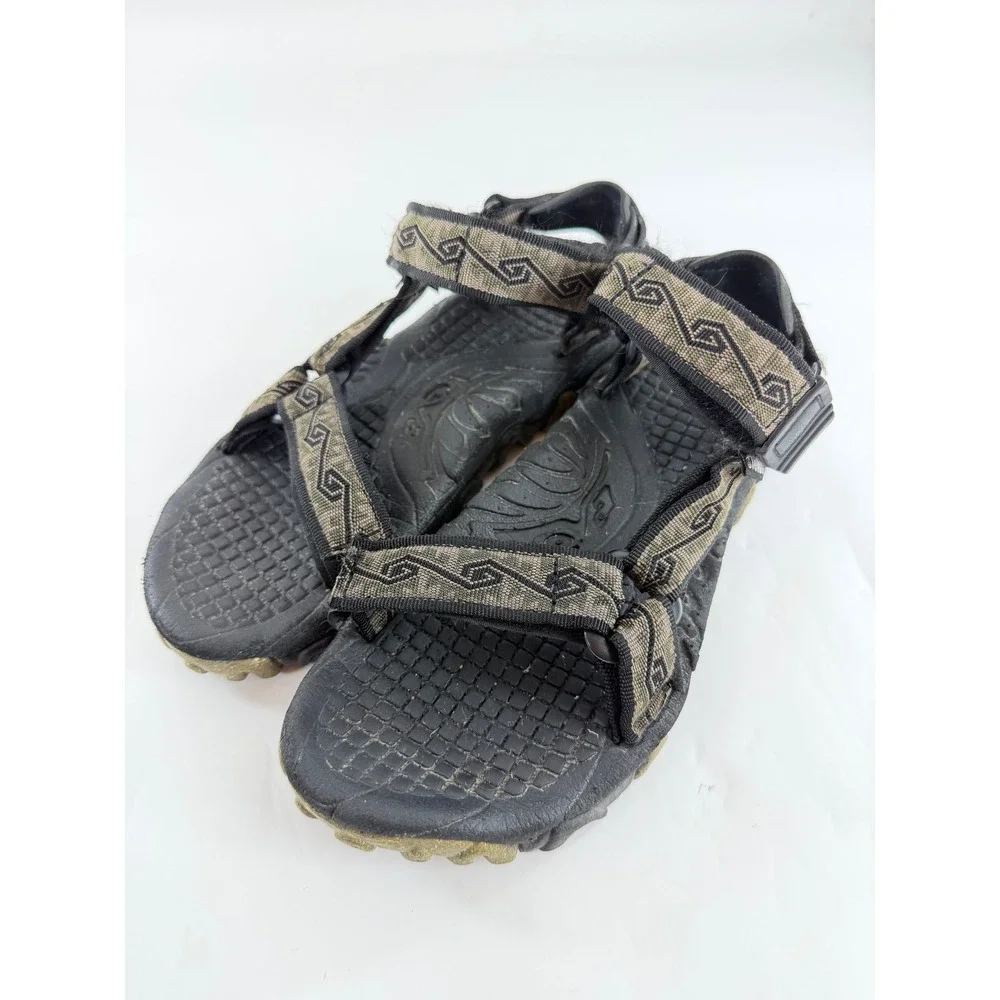 Teva Valkyrie Womens 9W Sport Sandals Black Olive Geometric Hiking Trail F08K7